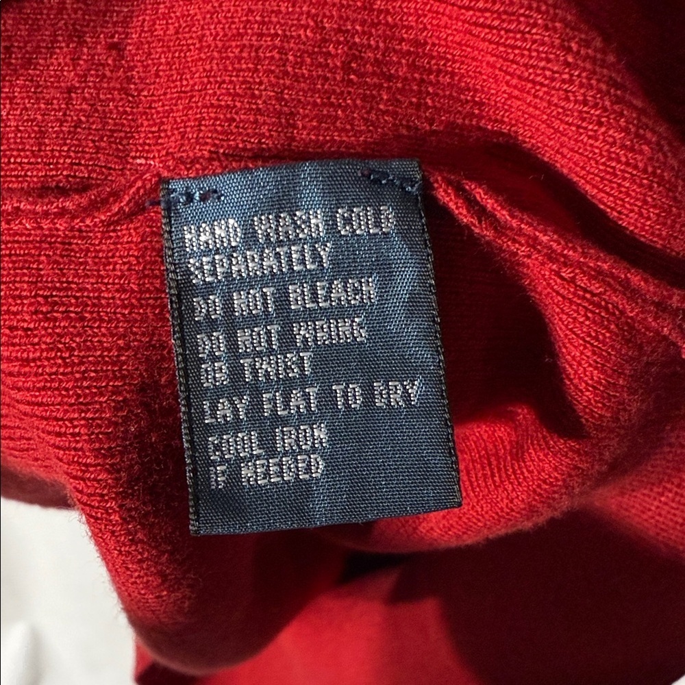 POLO by Ralph Lauren Red Pima Cotton Sweater Vest V-Neck Knit Pullover - Large - Picture 7 of 8